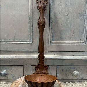 Mid Century Modern Cast Metal Hanging Large Ladle Spoon Planter Bird Feeder